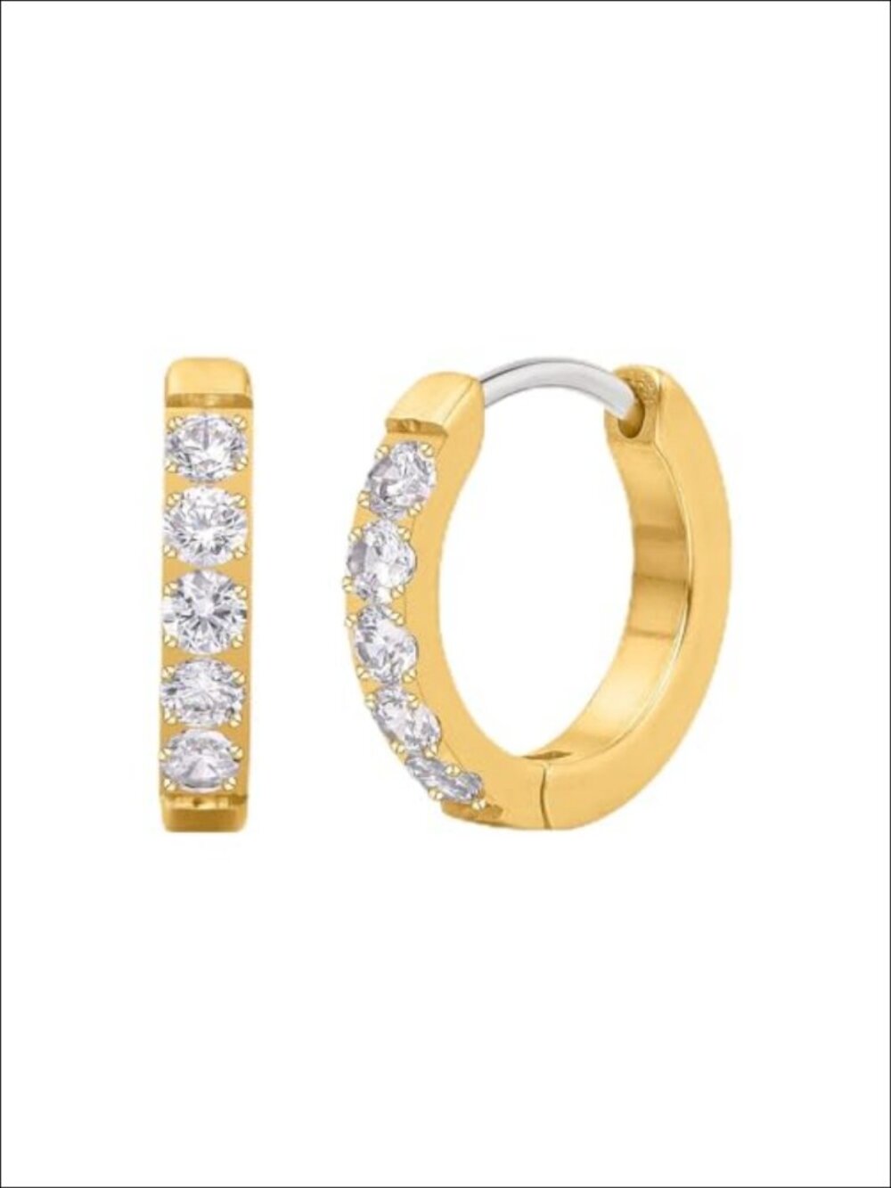 Titanium Huggie Hoop Earrings Hypoallergenic Cubic Zirconia Sensitive Ears